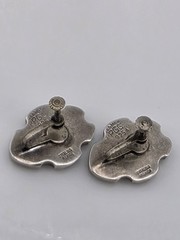 VINTAGE MEXICO PGG INLAY STERLING SILVER EARRINGS 925 SCREW BACK 1950’S ERA NICE