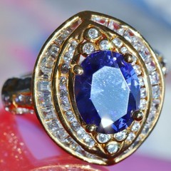 Gold over 925 silver sz 5 ring 4.89ct lab created tanzanite cubic zirconia 5.9g