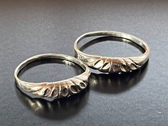 VTG Lot of 2 Handcrafted 925 Silver Stackable Rings Approx Size 7 Detailed 2.27G