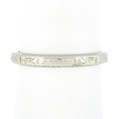 Antique Art Deco Belais 18k White Gold Engraved Work Eternity Stack Band Ring