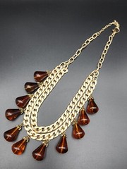 Gorgeous Double Layered Statement Necklace with Acrylic Charm Beads