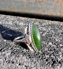 Jewelry 1970s vintage silver 875 ring green old Russian gemstone nephritis jade