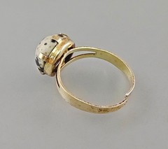 Vintage Marble Stone 925 Silver Gold-Plated Ring Size 62 (19,7 mm Ø)