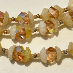 Vtg Signed Vendome Necklace Clip Earrings Set Glass Beads AB