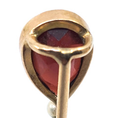 Antique 14K Almandine Garnet Stick Pin w/Pearl