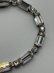 Vintage Weiss Rhinestone Bracelet Silver Tone