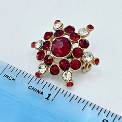 Vintage Star Burst Brooch Red Jewels Crystal Elegant Estate Jewelry Gem Pin