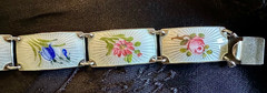 Vintage Finn Jensen Norway Gold Washed Sterling Silver Guilloche Enamel Bracelet