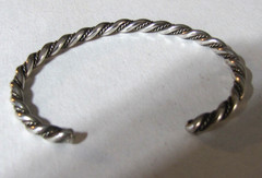 Vintage Sterling Silver Twist Rope Cuff Bracelet Minimalist Southwest Stackable