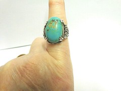 vintage turquoise sterling silver ring sz 5.50 wgt 6.5 grams lg sz stone
