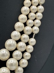 Vintage 3 Strand Graduated Faux Pearl Necklace Filigree Clasp 15 Inch As Is