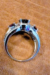 Beautiful Tanzanite, Tourmaline & Diamond 14k White Gold Designer Ring Sz 9