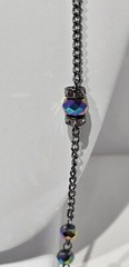 Aurora Borealis/Gun Metal Chain 32″ Necklace Accented W/Jeweled Rondelles