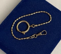 5.2g Gold filled fob Short Barrel Watch chain Gf Victorian 7.2” 2mm Edwardian
