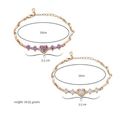 Women’s Copper Sterling Silver Heart Charm Bracelet with Stone – Stylish Jewelry