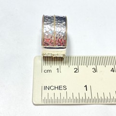 Vintage KC Indo Sterling Silver & 14k Gold Hammered Double Banded Ring Size 7