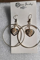 6 Pairs NEW VINTAGE DANGLE HOOPS EARRINGS PIERCED DROP BIG CLASSIC • OLD STOCK