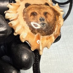 Vintage Western Cowboy Antler Panted Bear Bolo Tie Necktie Bow tie Jade Signed