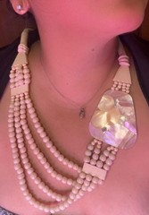 Vintage Bone Bovine Necklace Hand Carved Beaded 4 Strand