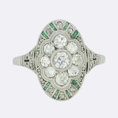 2Ct Art Deco Style Lab Created Diamond & Emerald Wedding 14K White Gold FN Ring