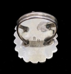 Vtg Native American Signed BB Petit Point Turquoise Sterling Silver Ring