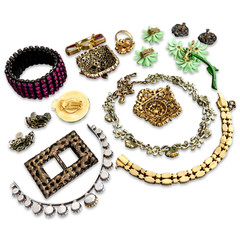 Vintage Pink Rhinestone Repair Costume Jewelry Lot Signed Coro Hollycraft Lisner