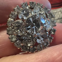 1940s 1950s Round Rhinestone Clip-on Earrings Silver tone Gorgeous
