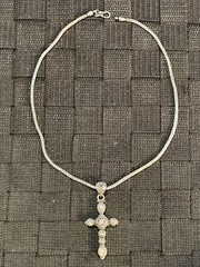 Vintage JTV Sarda Sterling Silver 925 Wheat Snake Chain w/ Filigree Sarda Cross
