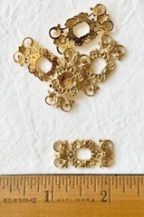 Jewelry Stamping – French raw brass connector w/14K gold plate – 13 pcs.