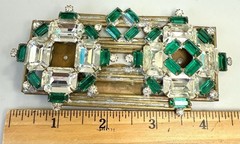 Vintage Art Deco Czech Emerald Cut Rhinestone Factory Prototype Brass 1930s