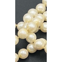 Vintage 14K Yellow Gold Clasp Hand Knotted Cultured Cream Pearl Necklace As Is
