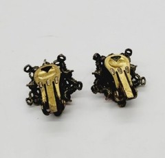 Filigree STAR Clip Earrings Pink Crystal Accent Ornate Vintage .75 in