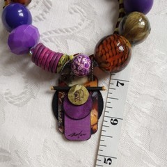 Suzanne Bellows Signed Necklace. One Of A Kind! purple pharaoh art glass