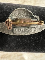 Birds And Blooms Pewter Brooch Pins Limited Edition Set Of 3 Vintage