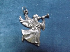 Vintage Raycliff Pewter 2″ Long Guardian Angels Pendant Necklace Charm