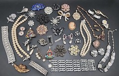 Vtg Costume Jewelry Lot Rhinetones Signed & Unsigned WEISS, JULIANA? Etc