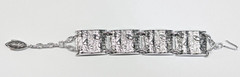 VTG Silver Tone Germany Geometric Pattern Adjustable Lightweight Panel Bracelet