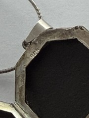 Antique Art Deco Octagon Shaped Sterling Locket Necklace 17”