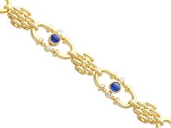 Vintage 1.20Ct Sapphire and 0.24Ct Diamond, 18k Yellow Gold Bracelet (1989)