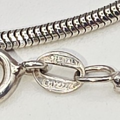 Vintage 925 Italy Sterling Silver Abalone Shell Pendant Necklace 24″ Snake Chain