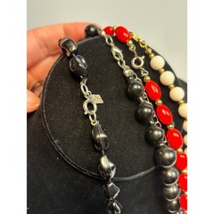 Necklace Lot Sarah Coventry And Others Red Black White Vintage Acrylic Long