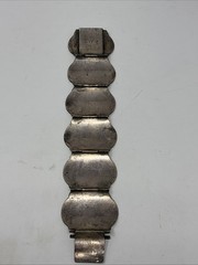 Vtg Thai Nakon 939 Sterling Silver Niello Siam Goddess Panel Bracelet 79.9Grams