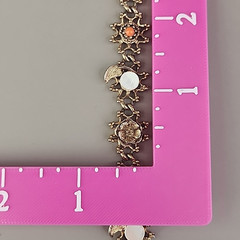 Vintage Flower Chain Bracelet Burst Textured 12mm MOP Bead Gold Tone 6.5″