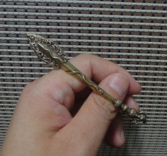 Vintage Style Solid Brass Sword Statue FengShui Pendant Bags Charms
