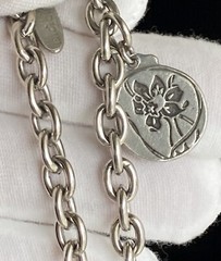 Old Forge Pewter Oval Link Bracelet Daffodil Faith Adjustable 8.5in w/ Charm 20g