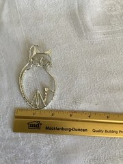 Silver Tone Cat Open Brooch Pin 3 1/2” tall