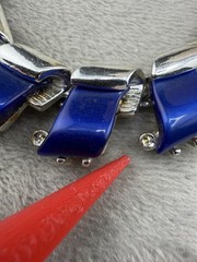 Vintage Thermoset Necklace Silver Tone Blue 14”