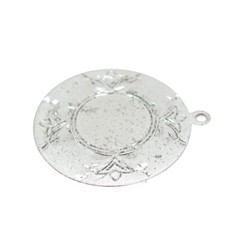 925 Sterling Silver Antique Art Deco Engraved Floral Round Pendant