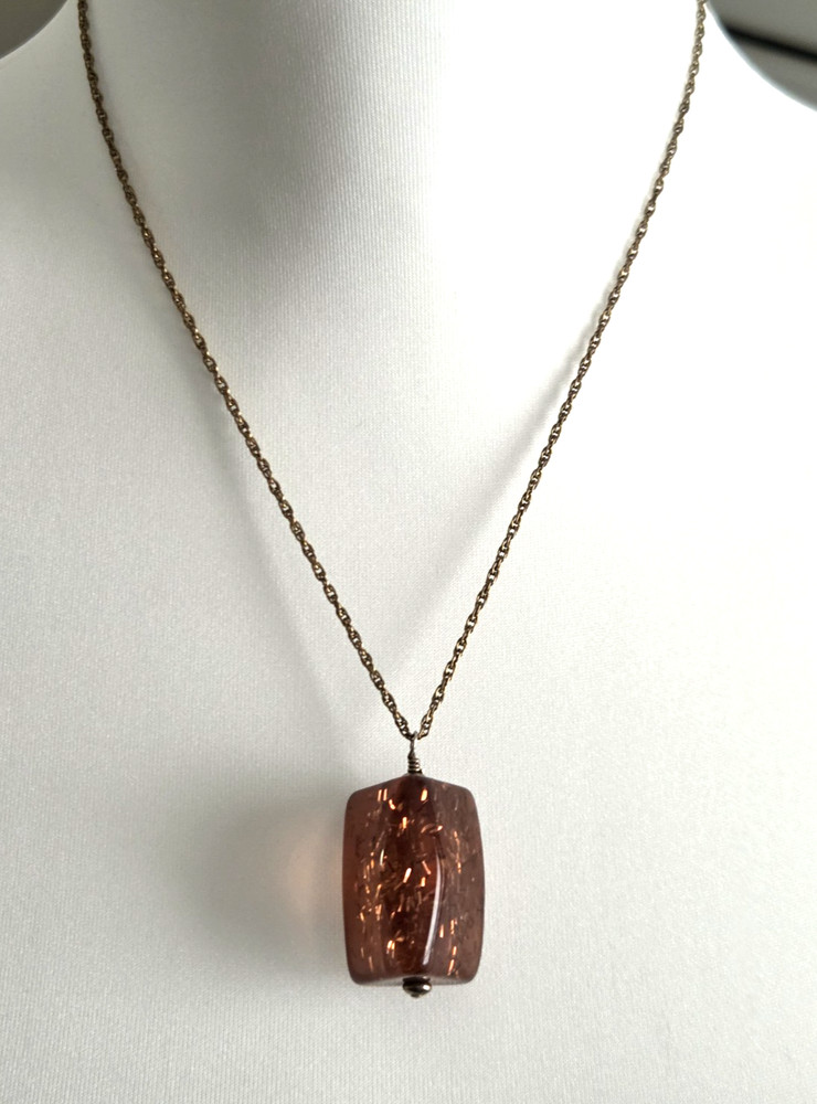 Vtg Rutilated Quartz Pendant – 1/20 12K Gold-filled 18″ Chain