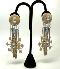 Vintage Lunch At The Ritz ST. MORITZ Ski/Snowflake Pierced Earrings